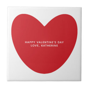Simple cute red heart custom Valentine's Day Ceramic Tile