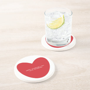 Simple cute red heart custom Valentine's Day Coaster