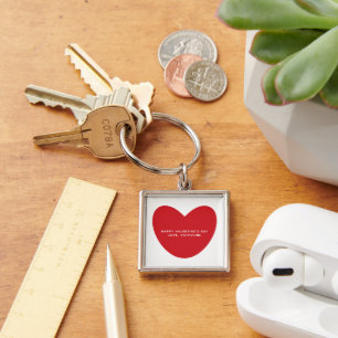 Simple cute red heart custom Valentine's Day Key Ring