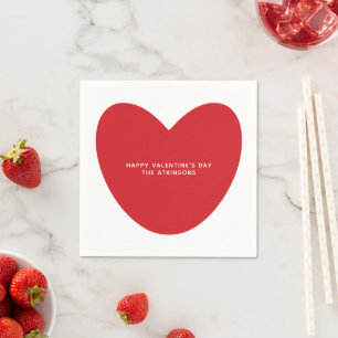 Simple cute red heart custom Valentine's Day Napkin