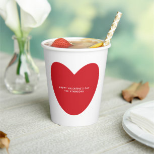 Simple cute red heart custom Valentine's Day Paper Cups