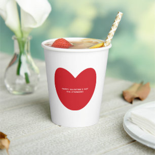 Simple cute red heart custom Valentine's Day Paper Cups