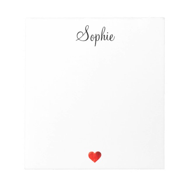 Simple Cute Red Heart Notepad (Front)