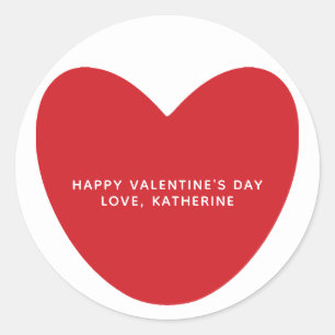 Simple cute red heart personalised Valentine's Day Classic Round Sticker