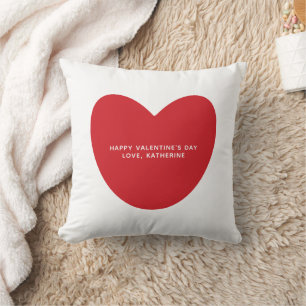 Simple cute red heart personalised Valentine's Day Cushion