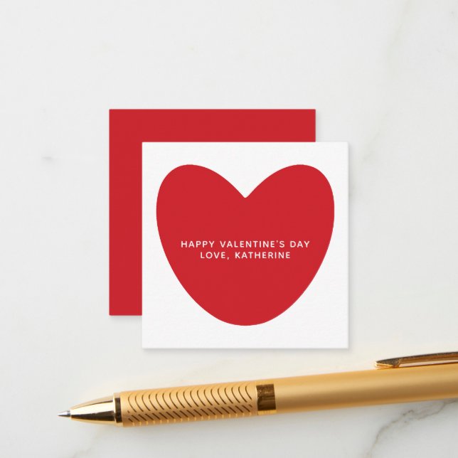 Simple cute red heart personalised Valentine's Day Enclosure Card (Front/Back In Situ)