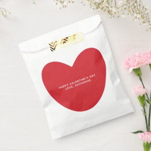 Simple cute red heart personalised Valentine's Day Favour Bag