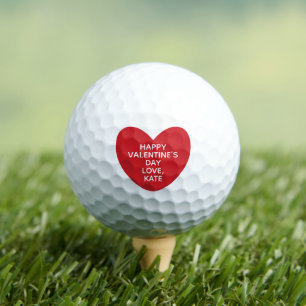 Simple cute red heart personalised Valentine's Day Golf Balls