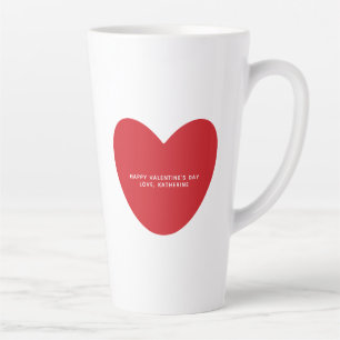 Simple cute red heart personalised Valentine's Day Latte Mug