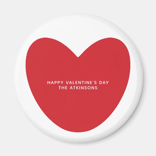Simple cute red heart personalised Valentine's Day Magnet (Front)