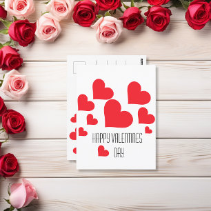 Simple Cute Red Hearts on White Valentine's Day  Postcard