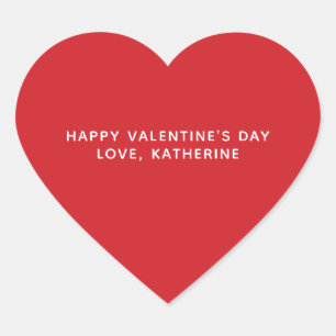 Simple cute red personalised Valentine's Day Heart Sticker