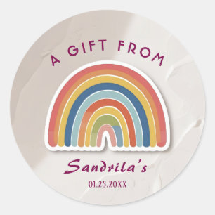Simple Cute Retro Rainbow Personalised Gift From Classic Round Sticker
