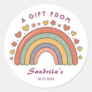 Simple Cute Retro Rainbow Personalised Gift From Classic Round Sticker