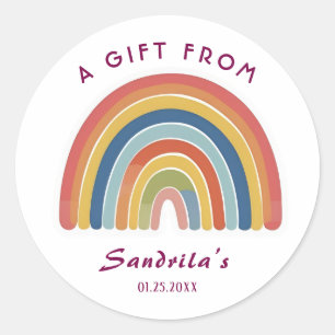 Simple Cute Retro Rainbow Personalised Gift From Classic Round Sticker