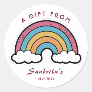 Simple Cute Retro Rainbow Personalised Gift From Classic Round Sticker