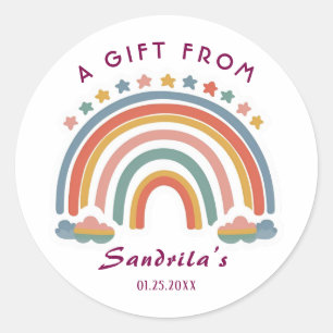 Simple Cute Retro Rainbow Personalised Gift From Classic Round Sticker