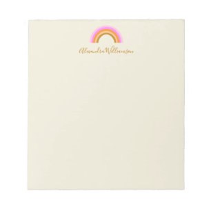 Simple Cute Retro Rainbow Personalised Script Name Notepad