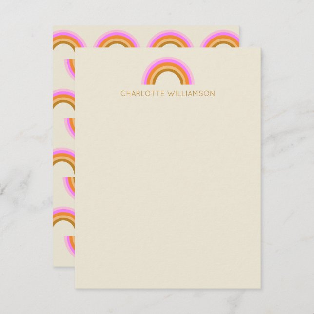 Simple Cute Retro Rainbow Personalised Stationery Card (Front/Back)