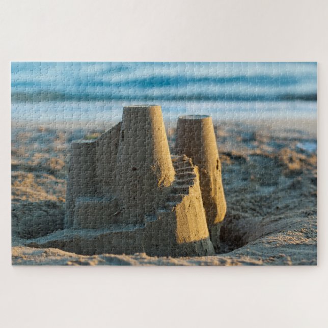   Simple Cute Sandcastle On The Sunny Beach Summer Jigsaw Puzzle (Horizontal)