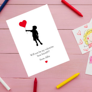 Simple cute school kids modern valentines holiday card