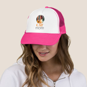 Simple Cute Script Pet owner Cat Mom Photo Trucker Hat