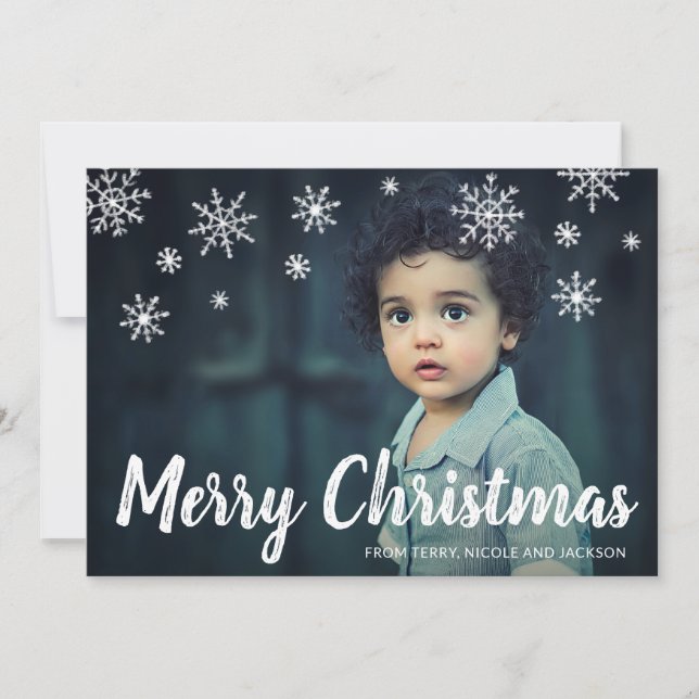 Simple Cute Snowflakes Modern Christmas Holiday Card (Front)