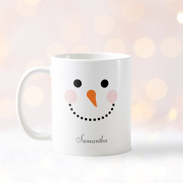 Simple Cute Snowman Face Name Coffee Mug (Creator Uploaded)