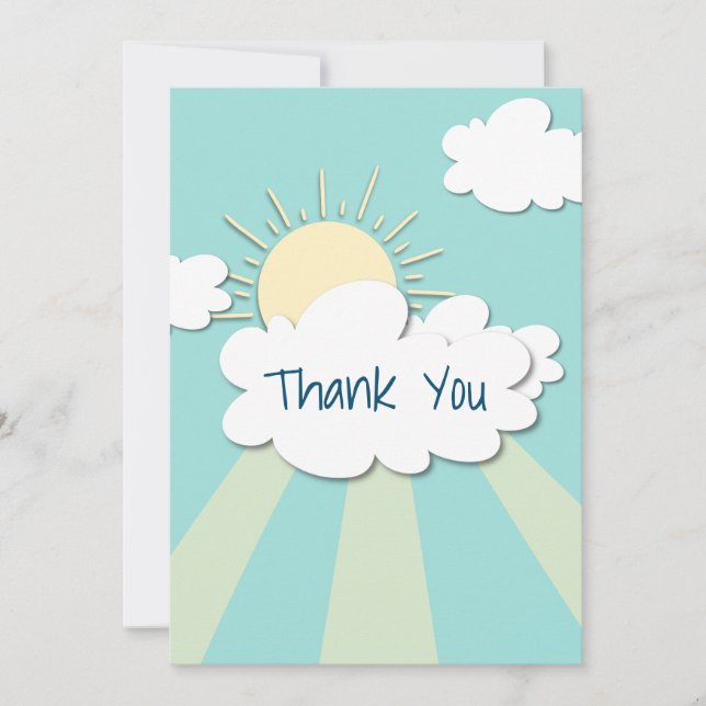 Simple Cute Sunshine Baby Shower Thank You Card (Front)