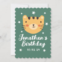 Simple Cute Tiger Forest with Animals Birthday
