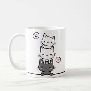 Simple Cute Triple Kittens Charming Adorable Clean Coffee Mug