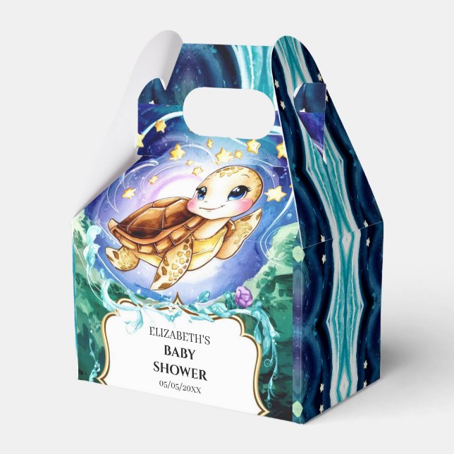 Simple Cute Turtle Baby Shower Favour Box (Front Side)