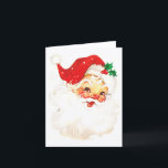Simple Cute Vintage Santa Claus Christmas Holiday Card<br><div class="desc">Cute Christmas card with a vintage Santa Claus.  Use the template to add your custom message in red on the inside.  This non photo Christmas card is great for anyone who wants a holiday greeting card without pictures.</div>