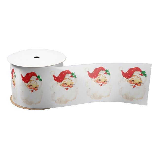Simple Cute Vintage Santa Claus Christmas Satin Ribbon (Spool)