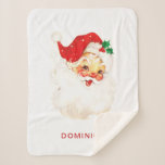 Simple Cute Vintage Santa Claus Christmas Sherpa Blanket<br><div class="desc">Cute personalised Christmas throw blanket with a vintage Santa Claus.  Use the template to add the recipient's name in red.  This holiday throw blanket is sure to add a festive touch to your Christmas decor or a great gift for someone special.</div>