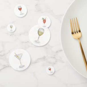 Simple Cute Watercolor Whimsical Cocktails Drinks Confetti