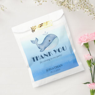 Simple Cute Whale Blue Ocean Birthday Thank You Favour Bag