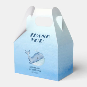 Simple Cute Whale Blue Sea Birthday Thank You Favour Box