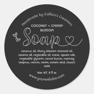 Simple Cute White Black Hearts Handmade Soap Classic Round Sticker