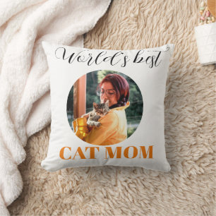 Simple Cute World's Best Cat Mum Photo Cushion