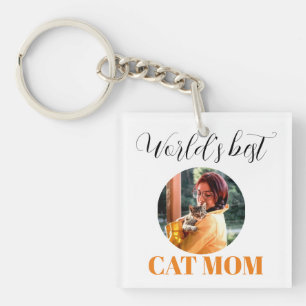 Simple Cute World's Best Cat Mum Photo Key Ring