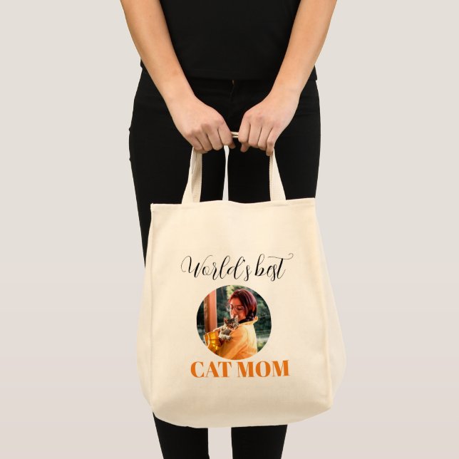 Simple Cute World's Best Cat Mum Photo Tote Bag (Front (Product))