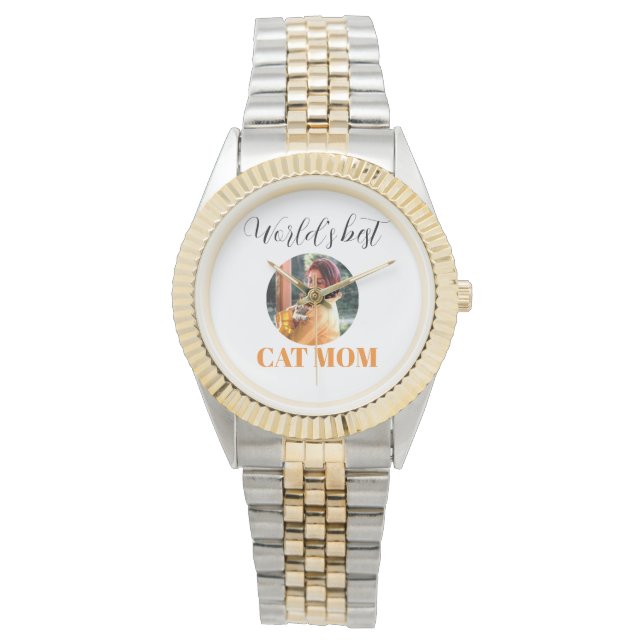Simple Cute World's Best Cat Mum Photo Watch (Front)