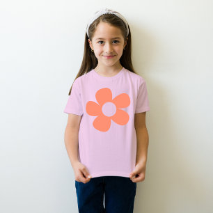 Simple Cute Y2k Red Pastel Pink Flower Kids T-Shirt