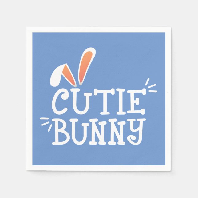 Simple Cutie Bunny Easter Typograph | Paper Napkin (Front)