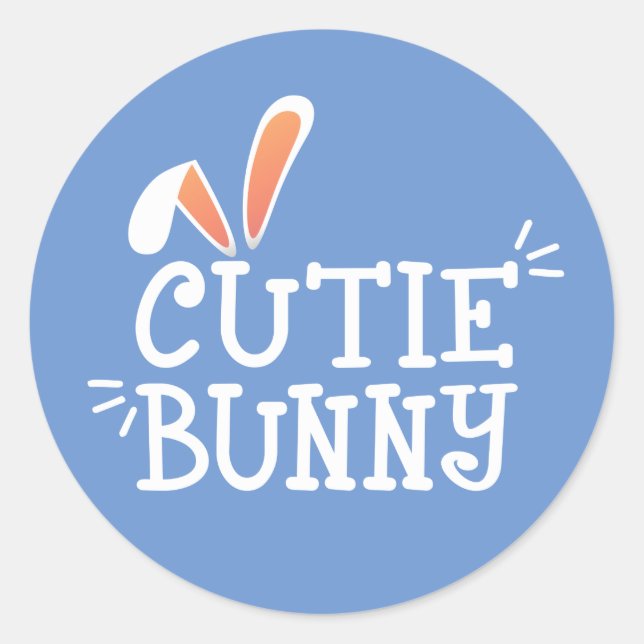 Simple Cutie Bunny Easter Typograph | Sticker Seal (Front)