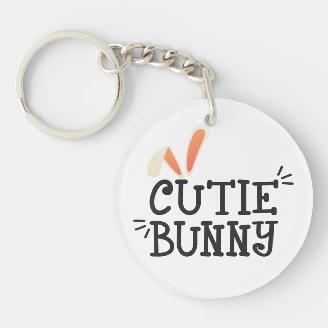 Simple Cutie Bunny Easter Typography | Keychain (Front)