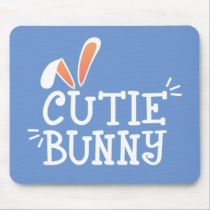 Simple Cutie Bunny Easter Typography   Mousepad