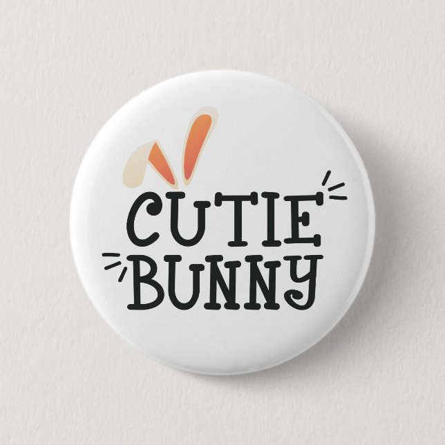 Simple Cutie Bunny Easter Typography | Pin Button (Front)
