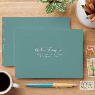 Simple Cyan Green Wedding  Envelope